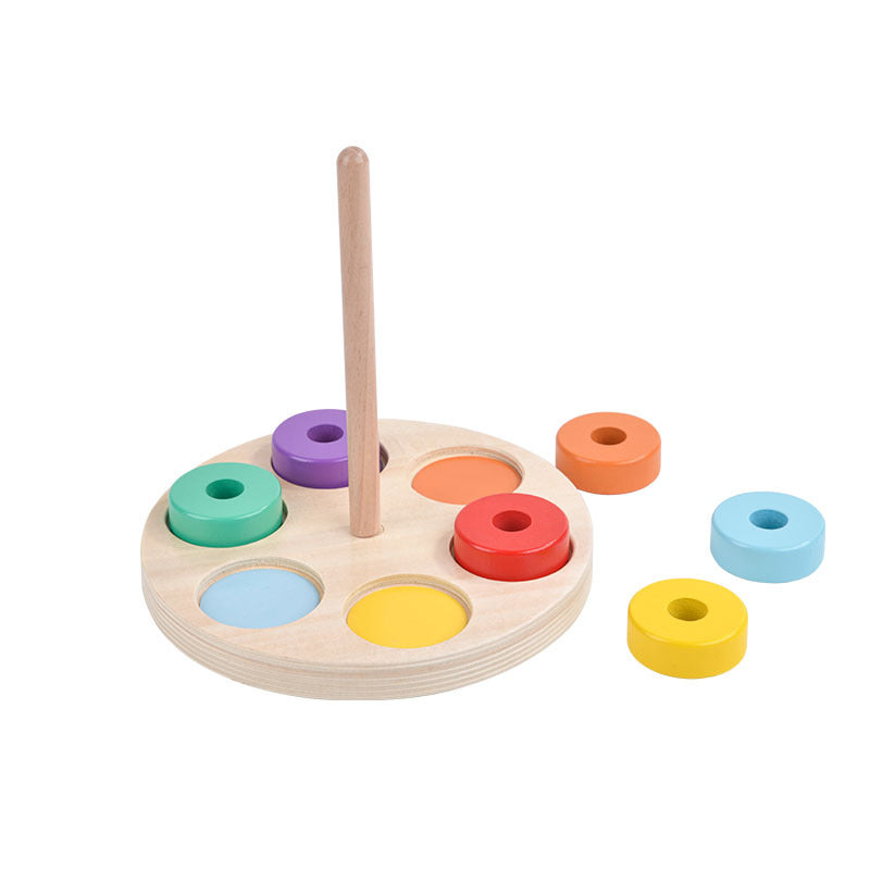 Wooden Rainbow Column Montessori Toys Educational Toy 2