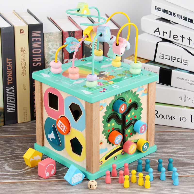 Wooden Four-Sided Bead Maze Educational Toy for Toddlers 2