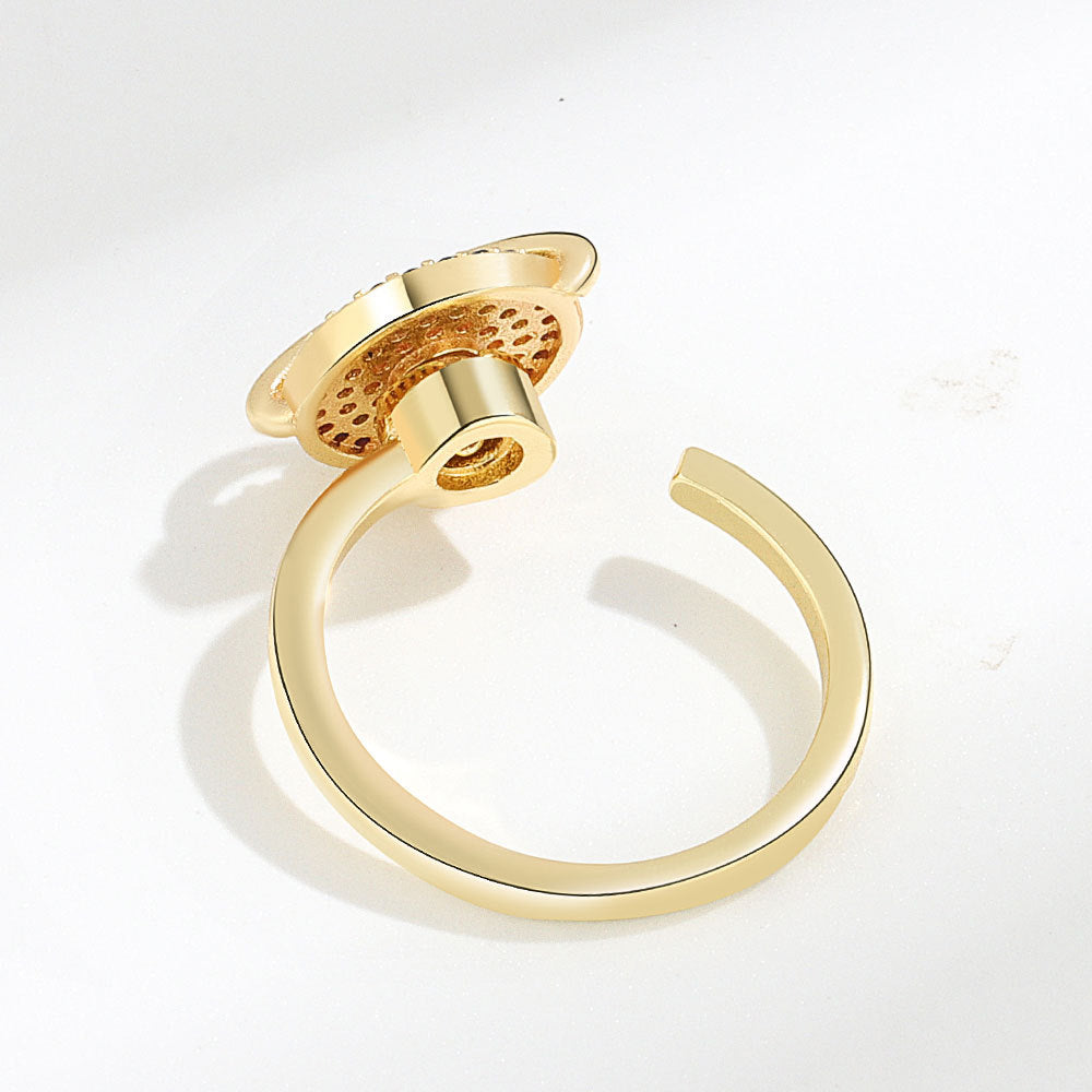 Gold Tone Fidget Ring Adjustable Beaded Anxiety Relief for Women 5