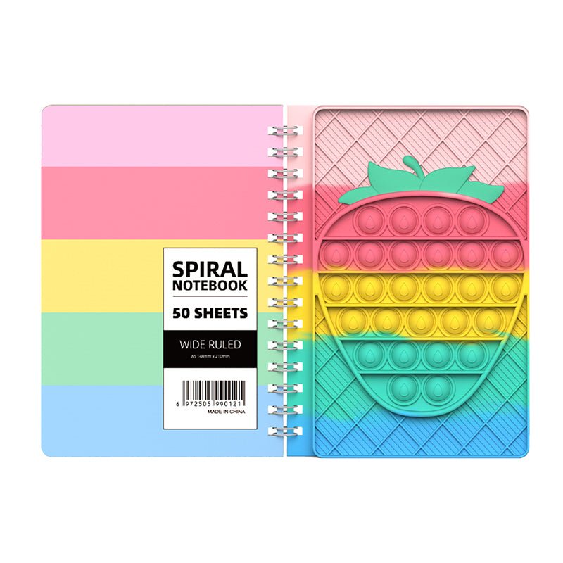Silicone Pop It Fidget Toy Spiral Notebook A5 50 Sheets