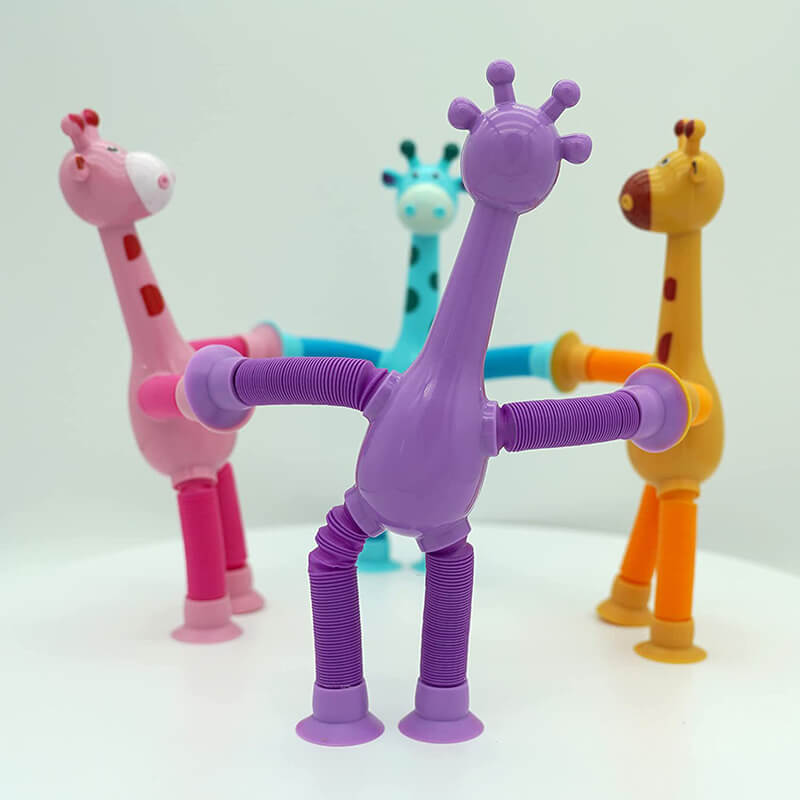 Telescopic Pop Tubes Sensory Fidget Toy Suction Cup Giraffe 4 Pack 13