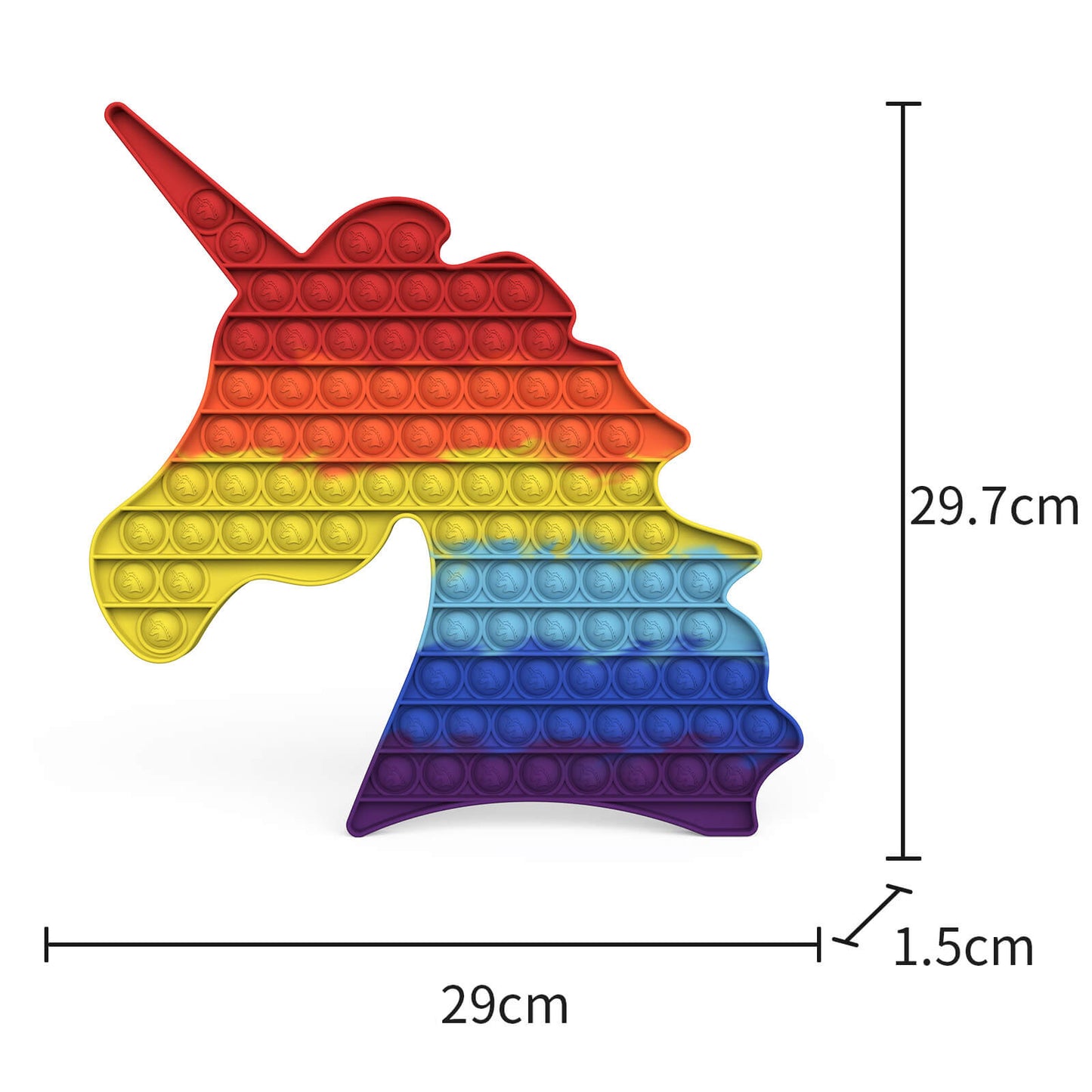 Silicone Pop It Fidget Toy Unicorn Shape 29 × 29.7cm