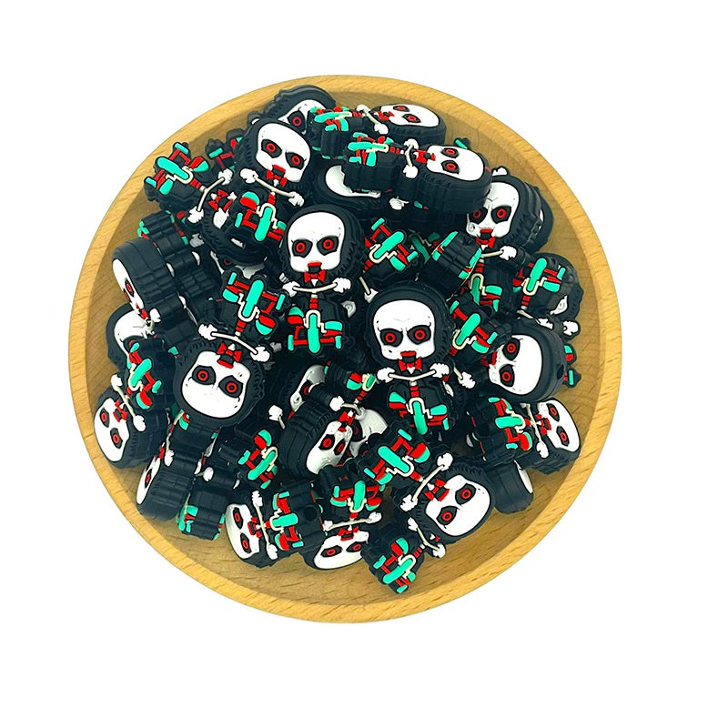 20pcs Silicone Focal Beads Halloween Clown on Bike Front Facing 2
