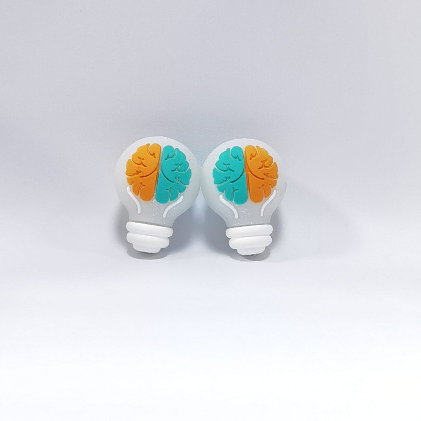 20Pcs Silicone 3D Focal Beads Brain Light Bulb Front Facing