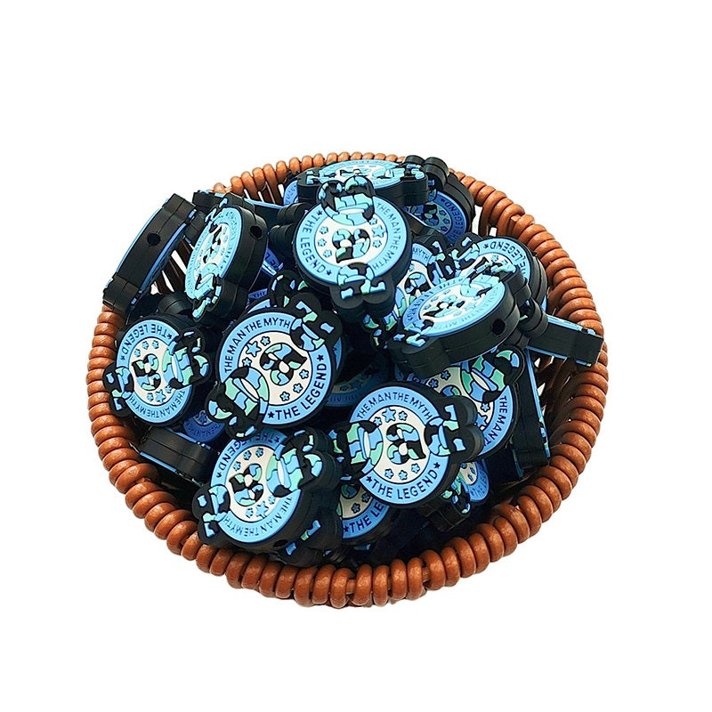 20pcs Silicone Focal Beads Dad The Man The Legend Circle Design 2
