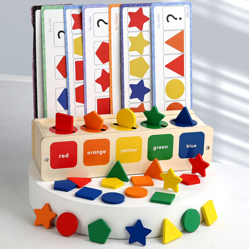 Wooden Montessori Toys Color and Shape Sorting Box 5