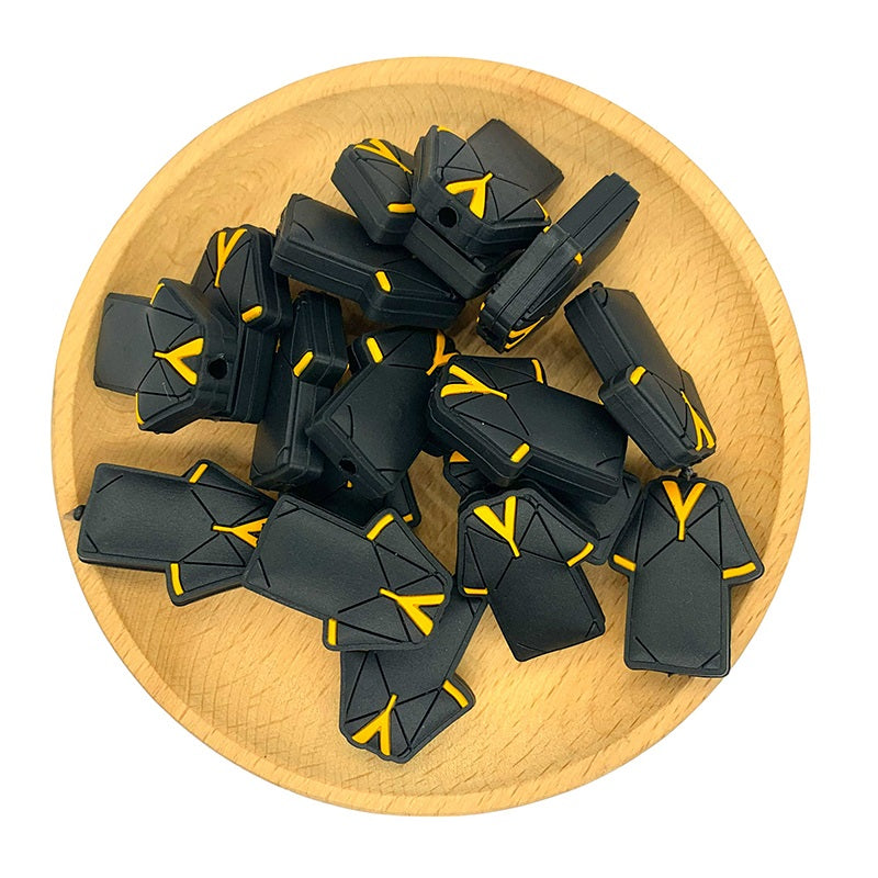 20pcs Silicone Focal Beads Academic Dress Yellow Trim 2