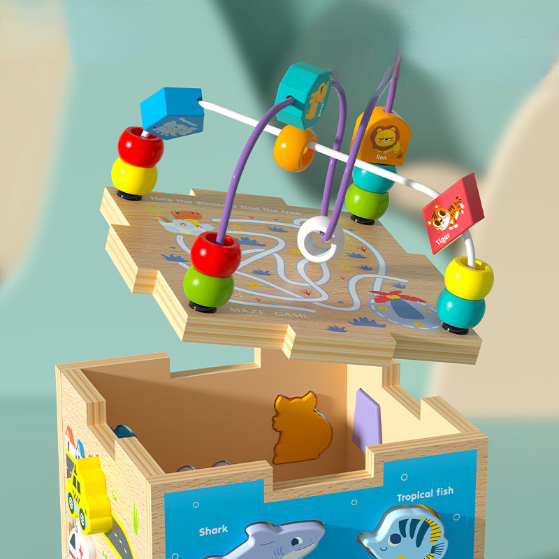 Wooden Bead Maze Educational Toy Treasure Chest Shape Pairing 2