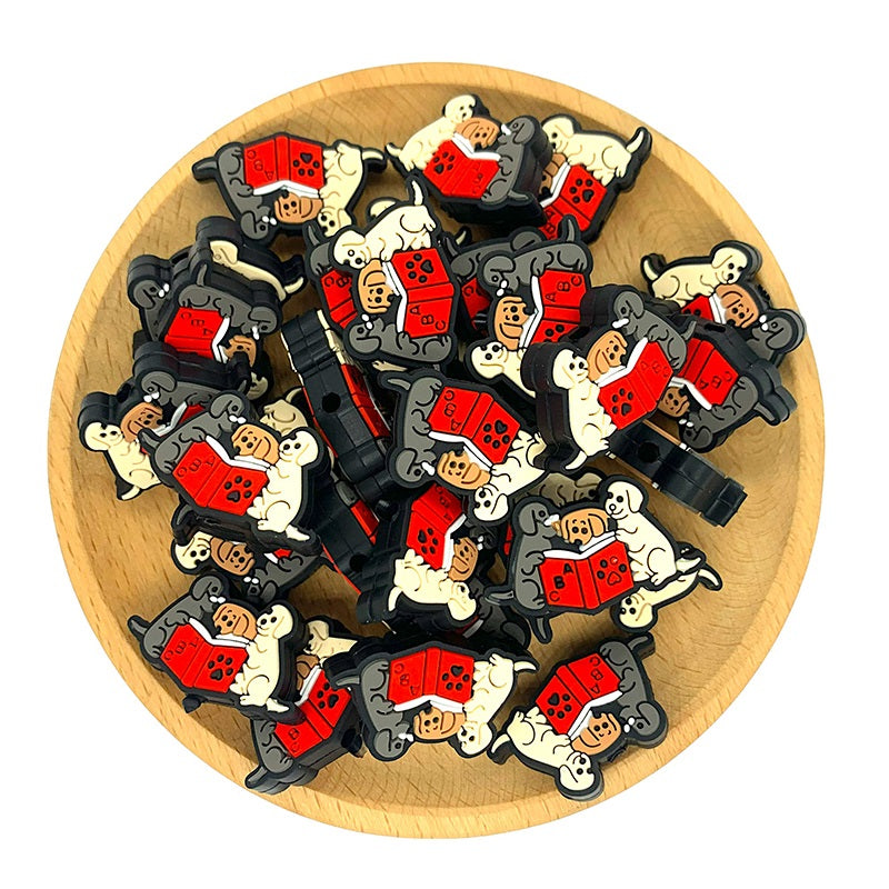 20pcs Silicone Focal Beads Dogs Reading Book Group 2