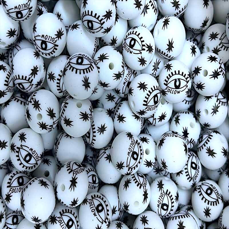 50pcs 15mm Starry Eye Printed Silicone Beads