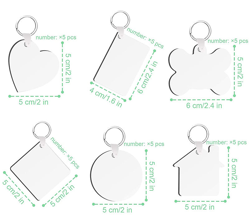 Density Board Sublimation Keychain Blank Various Shapes 3