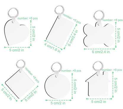 Density Board Sublimation Keychain Blank Various Shapes 3