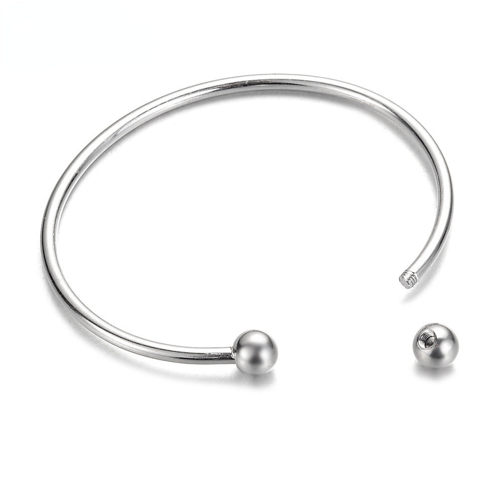 Beadable Bracelet Titanium Steel C-Shaped Open Bangle DIY Craft Supplies