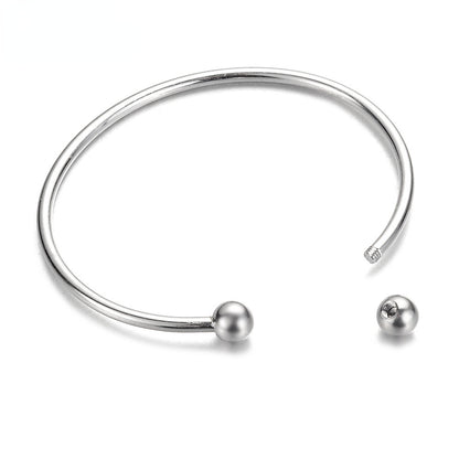 Beadable Bracelet Titanium Steel C-Shaped Open Bangle DIY Craft Supplies