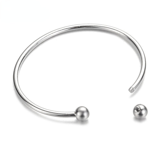 Beadable Bracelet Titanium Steel C-Shaped Open Bangle DIY Craft Supplies