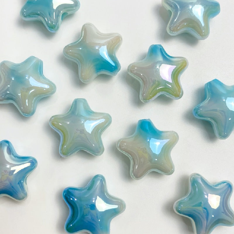 50pcs 22x10mm UV Finish Gradient Star Acrylic Beads 8