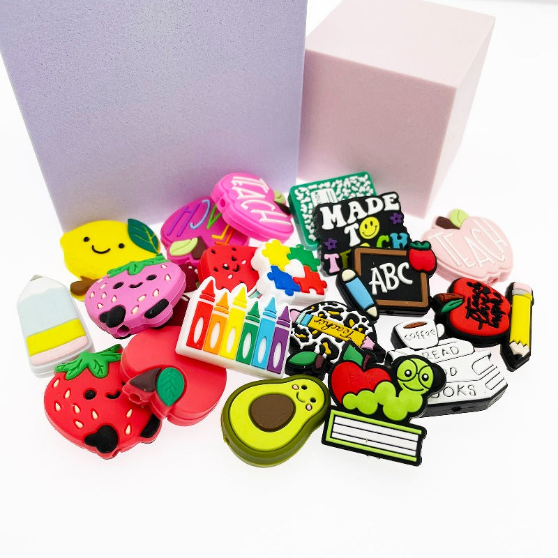 100Pcs Silicone Focal Beads Bulk Different Random Mix 7