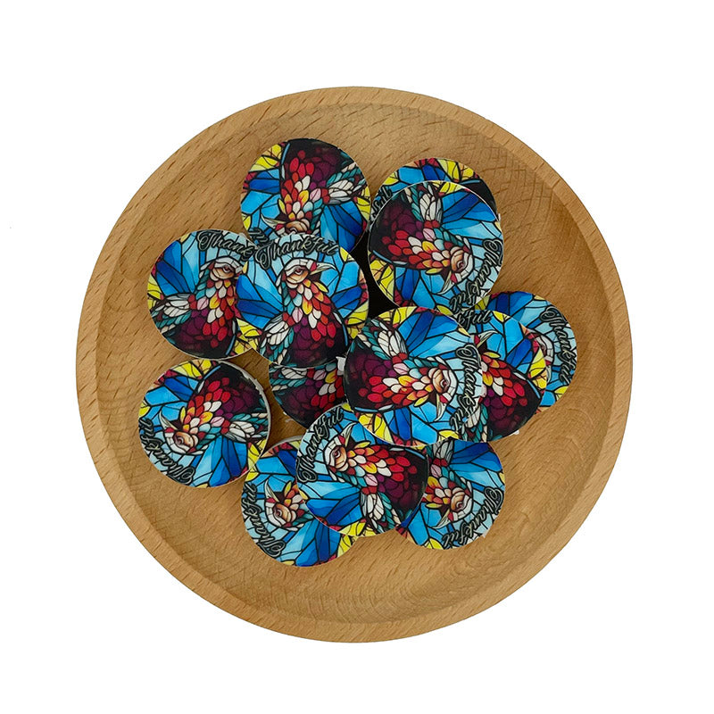 20pcs Silicone Focal Beads Thanksgiving Turkey Stained Glass Design 3