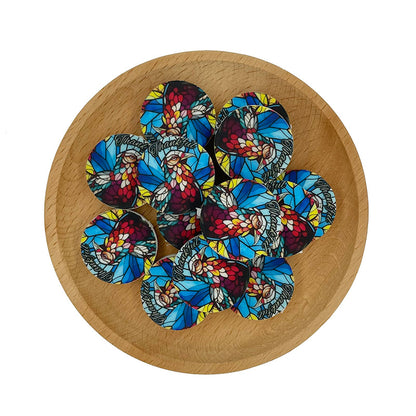 20pcs Silicone Focal Beads Thanksgiving Turkey Stained Glass Design 3