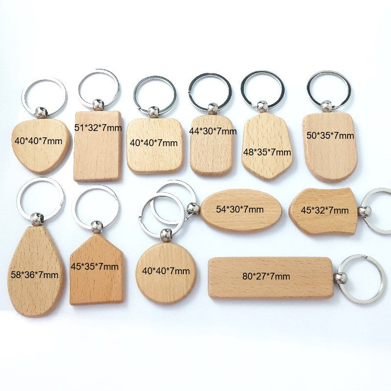 Wooden Beech Wood Keychain Blank Various Shapes for DIY 17