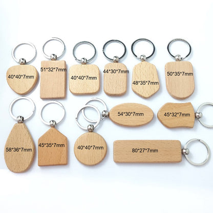 Wooden Beech Wood Keychain Blank Various Shapes for DIY 17