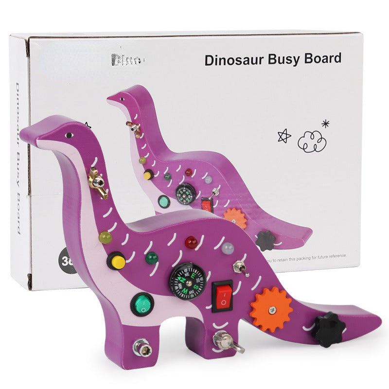 Wooden Montessori Toys LED Switch Busy Block for Toddlers 2