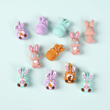 Silicone 3D Focal Beads Easter Bunny Holding Carrot Detail 3