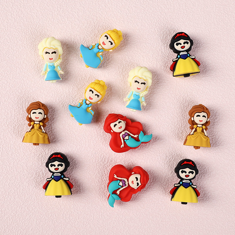 Silicone 3D Focal Beads Princess Girl Round Smiling Face 4