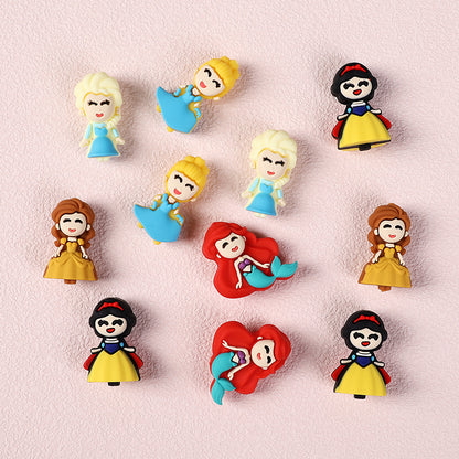 Silicone 3D Focal Beads Princess Girl Round Smiling Face 4