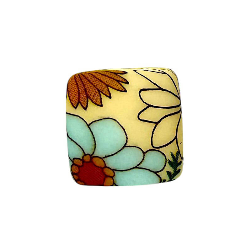 50pcs 13.5mm Printed Square Silicone Beads Variety Designs 14
