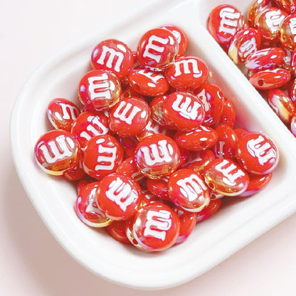 10pcs 14mm M Beans Acrylic Beads Jewelry Making Craft Supplies 6