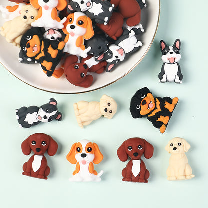 20Pcs Silicone 3D Focal Beads Cute Puppy Sitting Pose