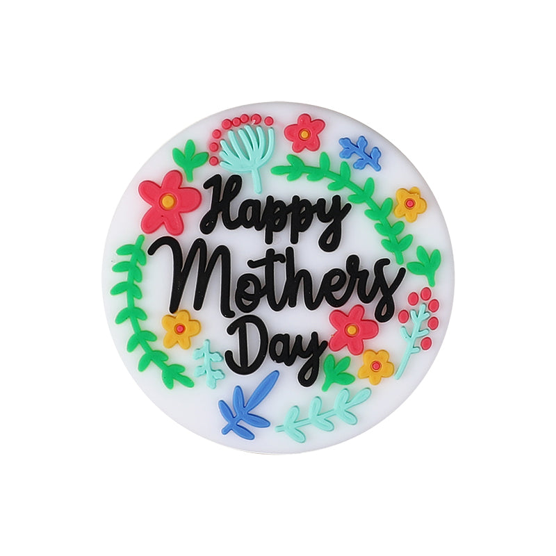 Silicone Focal Beads Mothers Day Floral Text Designs 13