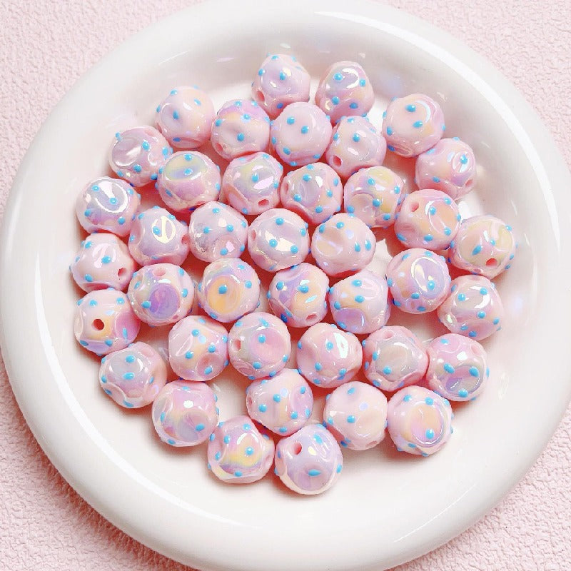 10pcs 16mm Dot Fig Acrylic Beads UV Finish DIY Bracelet Making 9