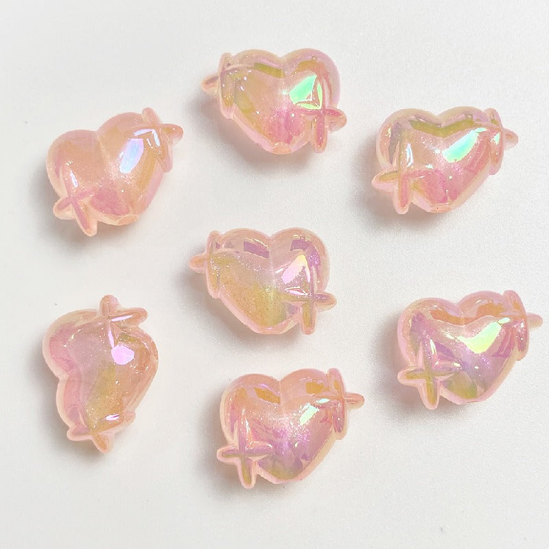50pcs 14x20mm UV Finish Light In The Dark Heart Star Acrylic Beads 13