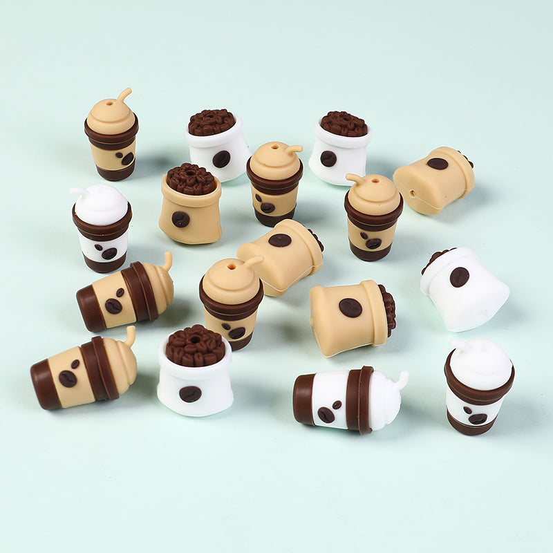 20Pcs Silicone 3D Focal Beads Coffee Cup with Coffee Bean Detail 5