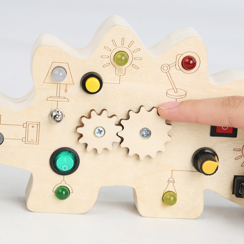 Wooden Dinosaur Montessori Busy Board Educational Toy 4
