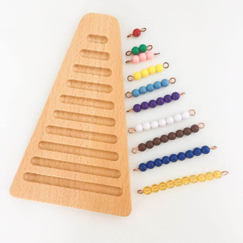 Wooden Montessori Toys Colored Bead Stepped Plate Sorting Toy 5