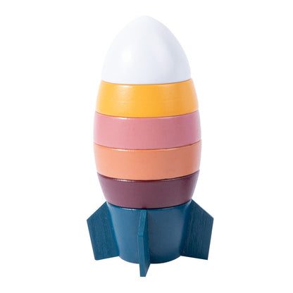 Wooden Space Rocket Montessori Toys Color Shape Pairing 8x8x18cm 6