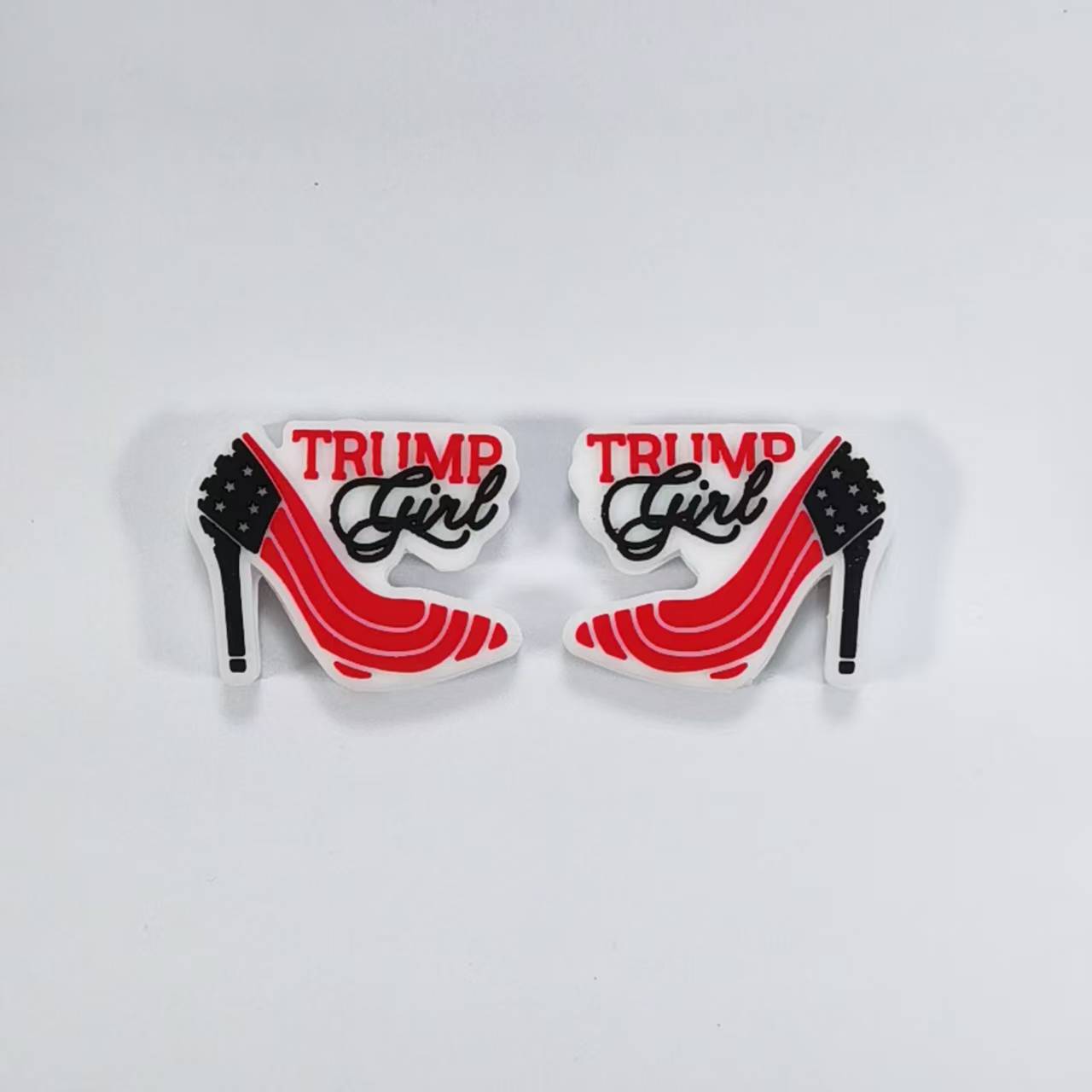 20pcs Silicone Focal Beads Red High Heels with USA Flag Detail