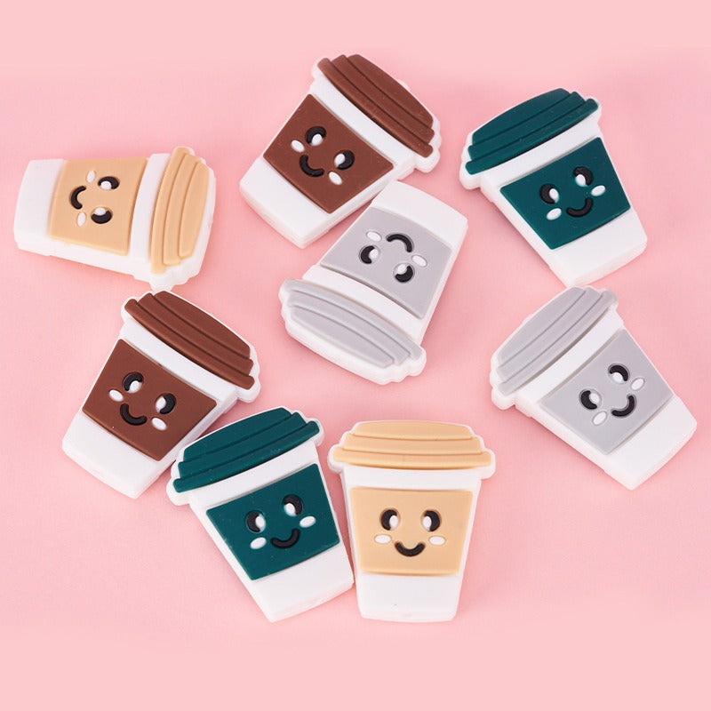 20pcs Silicone Focal Beads Smile Cup Front Facing Design