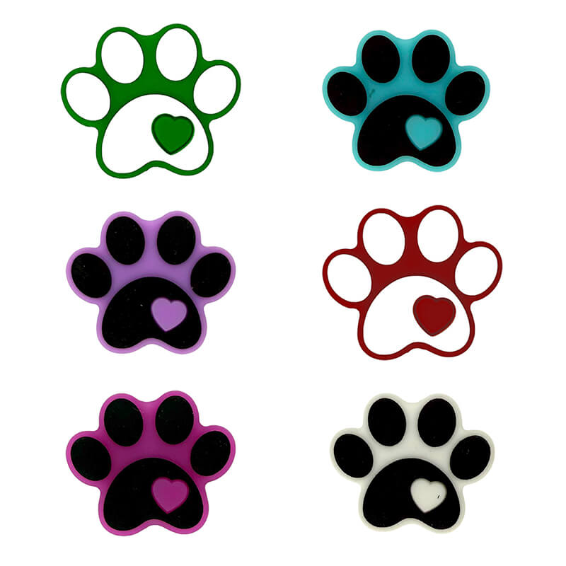 Silicone Focal Beads Paw Print Heart Detail