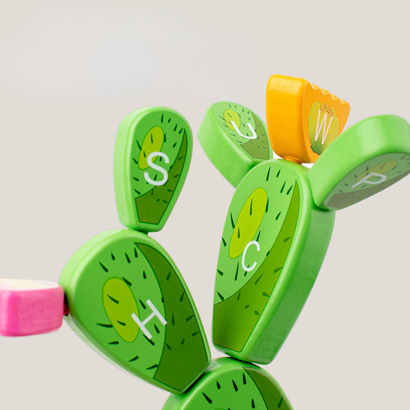 Wooden Building Blocks Cactus Puzzle Educational Toy 2