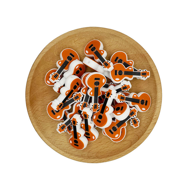 20pcs Silicone Focal Beads Guitar Orange Body Design 2
