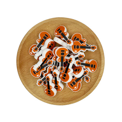 20pcs Silicone Focal Beads Guitar Orange Body Design 2