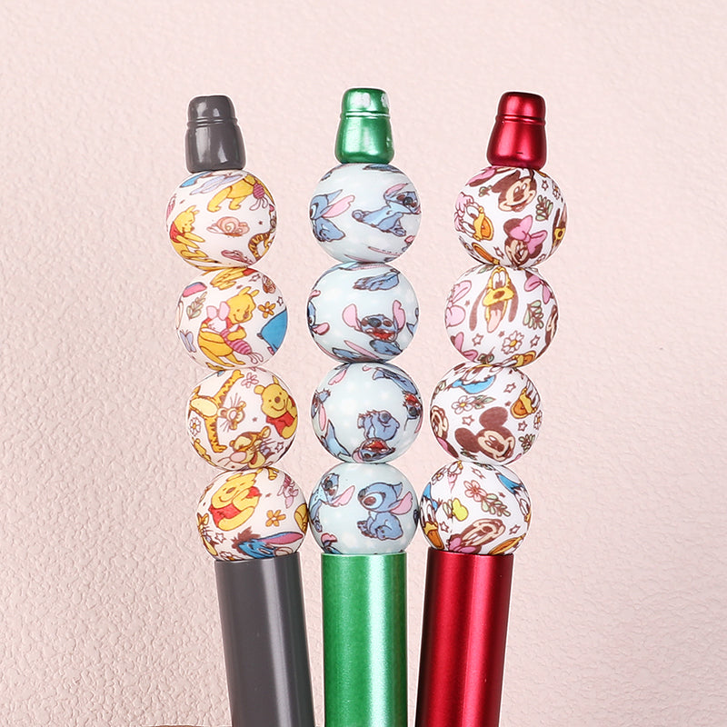 50pcs 15mm Disney Silicone Beads Printed Design 6