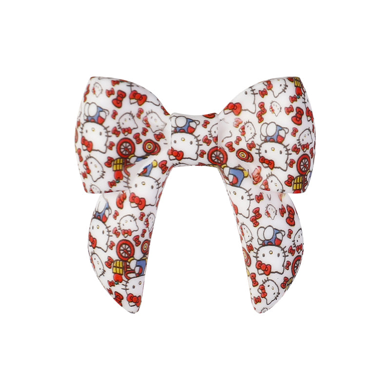 10Pcs Silicone 3D Focal Beads Colorful Bow Printed Shape 17
