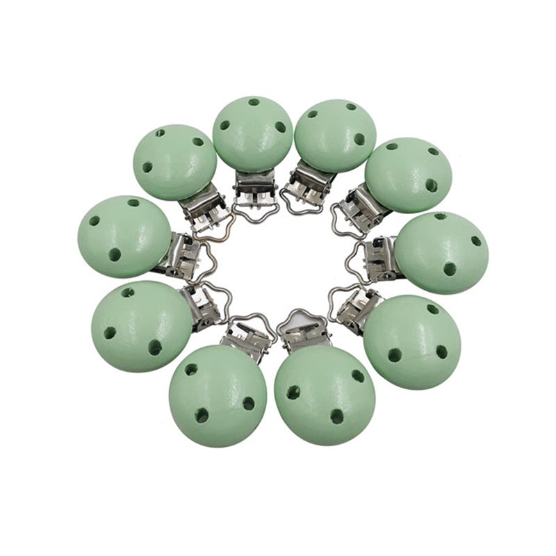 Wooden Pacifier Clip 30mm Three-Hole Round Teething Toy 13