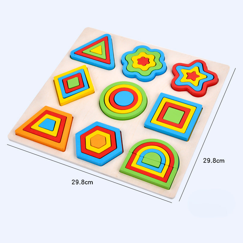 Wooden Geometric Matching Montessori Toys Educational Plate 6