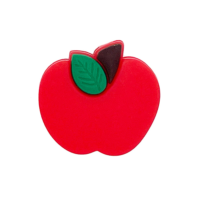 20pcs Silicone Focal Beads Apple Shape with Leaf Detail